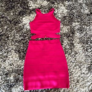 Hot Pink bebe Cut Out Two Piece Set